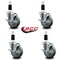 Service Caster 4'' Gray Poly Swivel 1-3/8'' Expanding Stem Caster Set with Brake, 4PK SCC-EX20S414-PPUB-TLB-138-4 - alternate 4